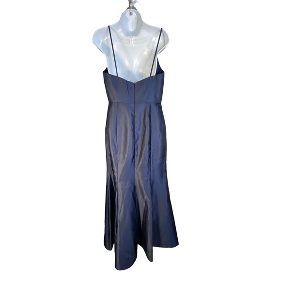 Alfred Sung Maxi Length Spaghetti Strap Mermaid Dress In Midnight Navy Size 10R - Picture 6 of 11